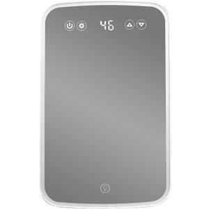 Danby DBMR02624WD43 7.4L Mini Fridge with Mirror & Light in White LED light digital display touch activated 7.4 L / 0.26 cu.ft. capacity