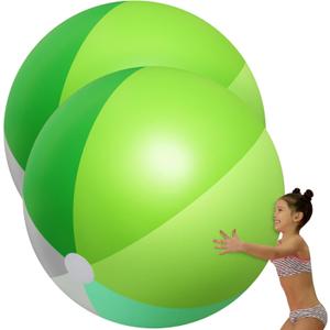 Ceenna 2 Pcs 60 Inch Giant Beach Ball Large Inflatable Pool Toy Balls Summer Swimming Toys Parties PVC Jumbo for Adults Summer Beach Pool Party Favor(Green,Fresh)
