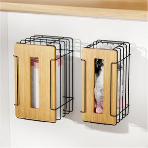 TIDIIABODE 2 Pack Grocery Bag Holder for Plastic Bags - Wall Mount Kitchen Plastic Bag Holders for Grocery Bags - Bag Holder for Kitchen,Under Sink,Pantry and Garage,Black