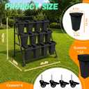 PROLEE Flower Stand with 12 Buckets, Flower Display Stand with Wheels, Flower Cart, Moving Florist Bouquet Shelf, Triangular, Black