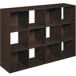 ClosetMaid Cubeicals 12 Cube Storage Shelf Organizer Bookshelf, Stackable, Vertical or Horizontal, Easy Assembly, Wood, Espresso Finish