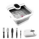 Collapsible Foot Spa Bath Massager with Heat, Pedicure Foot Spa with Bubbles/Timer/Temperature Control, Feet Soak Tub for Home, Office, Relaxation and Stress Relief, Gift for Men and Women (Grey)