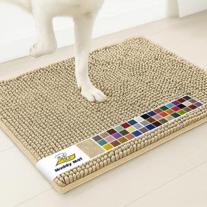 Muddy Mat | Super Water Absorbent Door Mat Indoor, Microfiber Quick Dry Chenille Entryway Rug, Slip Resistant Front Door Mat, Indoor Mats for Entryway, Machine Washable Pet Rug, Sand 16" x 24"