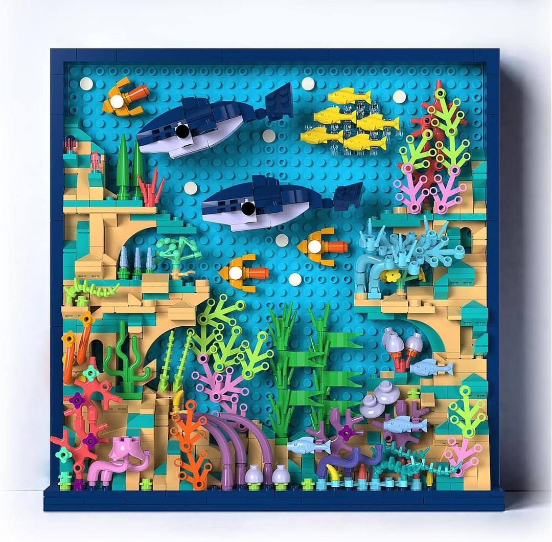 TG BLOCKS Micro Brick Ocean World Building Set, 3D Wall Art Home Office Decoration or Table Display, Creative Building Craft Set, Ideas Gift Building Toy for Adults,Teens Ages 8+ Kids