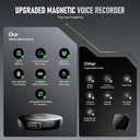 64GB Magnetic Voice Activated Recorder - (4800Hours) Portable Dictaphone Digital Voice Recorder with Playback for Lectures Meetings, Tap Recording Device with AI-Intelligent Triple Noise Reduction