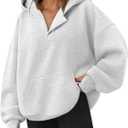 Trendy Queen Womens Oversized V Neck Hoodies with Thumb Hole Pullover Sweatshirts Y2k Clothes Fall Fashion Outfits 2026 (Medium, Grey)