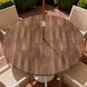 Outdoor Tablecloth with Umbrella Hole and Zipper Waterproof Round Fitted Tablecloth with Elastic Edge, Wipeable Outdoor Table Cover for Patio, Garden, Picnic Fits 32-36" Round Tables