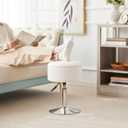 Adjustable Ottoman Stool White Vanity Stool Vanity Chair for Makeup Room Stool Chair for Vanity Stool with Storage Makeup Stools with Storage Swivel Makeup Chair for Bathroom Faux Leather