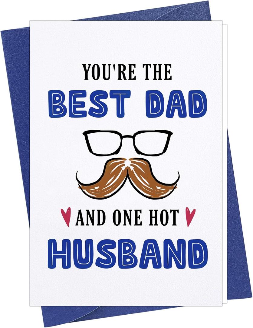 D4DREAM Fathers Day Card for Dad - Fathers Day Card from Wife for Husband Funny Greeting Card with Envelope Birthday Card for Dad Daddy Father Papa