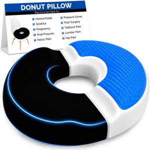 AnboCare Donut Gel Sitting Pillow - Orthopedic Memory Foam for Tailbone Pain, Hemorrhoid, Bed Sores, Postpartum, Prostate, Coccyx & Sciatica Pain