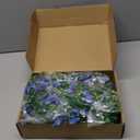 6 Pcs Spring Artificial Hanging Flowers Outdoor Faux Silk Mum Plant Decor Violet with Eucalyptus Realistic UV Resistant Trailing Vine Spring Porch Yard(Light Blue,Violet)