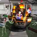 Halloween Inflatable Pirate Ship-Halloween Inflatable Skeletons Ghosts On Pirate Ship Lights Decor