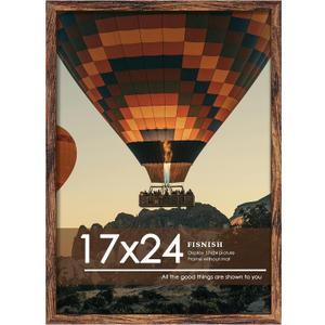 17x24 Picture Frame, Classic Brown 17 x 24 Poster Frame for Horizontal or Vertical Wall Mounting, 1 Pack