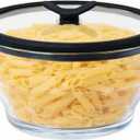 Anyday 8 Cup Glass Microwave Pasta Cooker - BPA Free & Plastic Free Microwave Spaghetti Cooker - Meal Prep & Glass Cookware | Stackable Airtight Nontoxic Storage Container with Vented Lid (Clear - Black Sesame)
