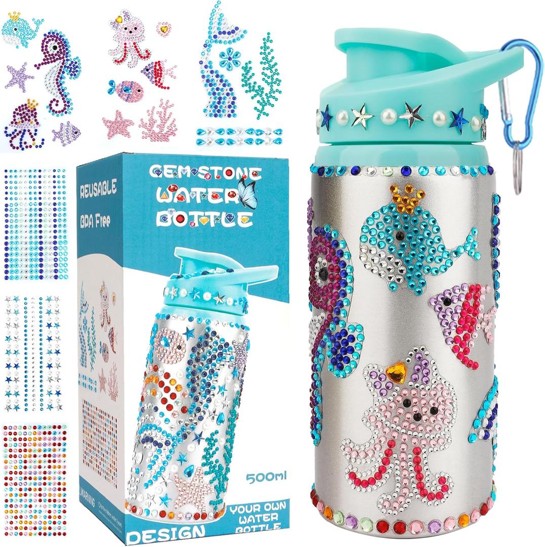 Graduation Gifts for Kids, Decorate Your Own Water Bottle for Girls, Graduation Crafts for Kids Ages 4-8, Birthday Gifts for 9 Year Old Girl, Graduation Party Favors Basket Stuffers for Girls, Ocean