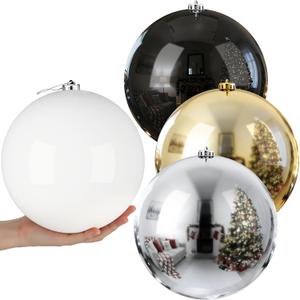 Zubebe 4 Pcs Extra Large Christmas Ball Ornaments 8'' (200 Mm) Giant Oversized Commercial Grade Plastic Balls Xmas Hanging for Outdoor Indoor Holiday Decor(Black, White, Gold, Silver)
