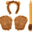 FRCOLOR Lion Costume Adult Lion Ears Tail Paws Set Brown Furry Animal Ears Headband Halloween Costume Accessories for Cosplay Animal Party