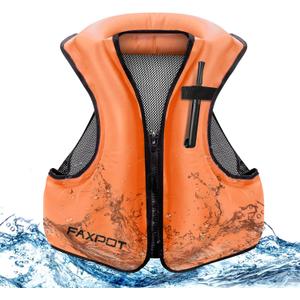 Faxpot Inflatable Snorkel Vest Adult, Snorkeling Vest for Men & Women, Portable Inflatable Swim Vest Jacket, Buoyancy Vest for Snorkeling/Surfing/Swimming, Buoyancy 220 lbs
