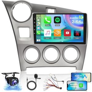 for Toyota Matrix 2009 2010 2011 2012 2013 2014 Android 13 Radio - [2+64G] 9 Inch HD Touchscreen Stereo - Wirelss Carplay & Android Auto, Mirror Link, WiFi, EQ, FM/RDS Radio, SWC + AHD Backup Camera