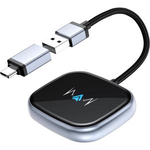 Wireless Android Auto Adapter, Wireless carplay Adapter, Latest NFC Touchscreen Connectivity, Wireless Plug-and-Play for Android Devices (Android 11 and Above)