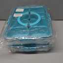 2 x Patent Design Ribbed Snackle Box Container Divided Serving Tray with Lid and Handle -Charcuterie Container Portable Storage Organizer for Candy, Fruit, Beach, Picnics1 pcs, Lake blue