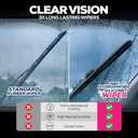 26 Hydrophobic Front Windshield Wiper Blade - Universal Fit for Most Vehicles - Durable & Silicone - Strong Water-Repellent Coating - Prevents Water Build-Up - Quick & Easy Install - 1 Blade
