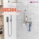 Bathroom Grab Bar w/Toilet Tissue Roll Holder, Munzong 3 in 1 Double Toilet Paper Holder w/Storage Shelf, Anti Slip Stainless Steel Safety Hand Rail Support Handicap Elderly Senior Assist Bath Handle