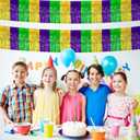 2 x 5 Pack 10 Feet Mardi Gras Foil Fringe Garland Mardi Gras Parade Float Fringe Metallic Streamers Tinsel Fringe Banner for Birthday Party Decor St Patrick Halloween Christmas Decoration