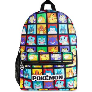 Pokemon Backpack for Kids Teens Pikachu Anime School Bag Daypack Backpacks for Daycare Sports School Supplies Gifts for Kids (Multi) (15.8x11.2x4.1inch)
