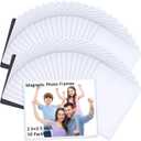 Yunsailing 50 Pack Magnetic Photo Frames 2.5 x 3.5 inch Magnetic Picture Frames for Refrigerator White Magnet with Clear Pockets for Fridge Refrigerator Kitchen Office Cabinet Display Wall