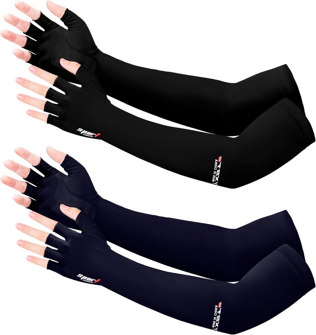 UV Protection Gloves - Non Slip Sunblock Gloves for Summer Outdoor Fishing & Driving (Black Blue)