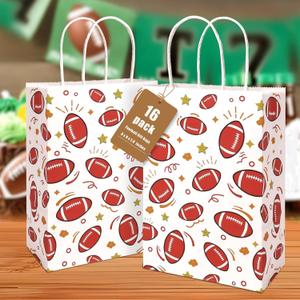 Shindel Paper Gift Bags, Football Goodie Bags with Handles, 5.5 x 2.8 x 8 Inches, Pack of 16 for Team Snack kids Birthday Party Favor Supplies (Brown+White) Shindel Paper Gift Bags, Football Goodie Bags with Handles, 5.5 x 2.8 x 8 Inches, Pack of 16 for Team Snack kids Birthday Party Favor Supplies (Brown+White)