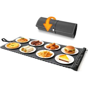 Warming Mat For Food Extra Large 39 * 16inch, Electric Silicone Food Warmer Trays for Chafing Dishes Buffet, Food Warming Mat for Parties Buffet, Portable Heating Pad, 7-Level Temp 8-Hour Timer, Grey