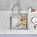 POPFLY 18 Inch Drop In Kitchen Sink, 304 Stainless Steel Top mount Handmade Single Bowl Kitchen Sink 9 Inches Deep Bar Prep Sink, Brushed Nickel18189