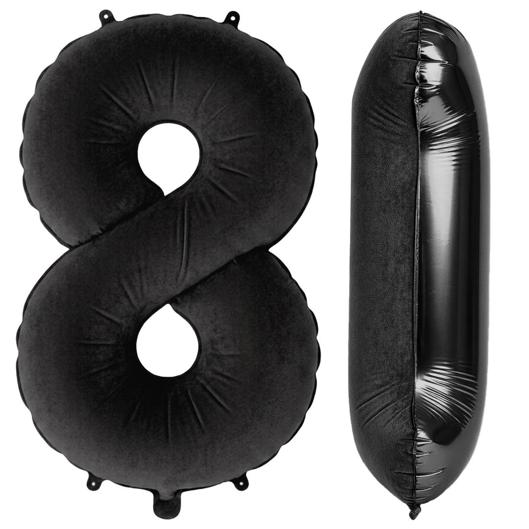 3 x 40 Inch Number 1 Balloon, Large Black Number Balloons for Boy Girls 1st Birthday Decorations, Flocked Velvet Matte Foil Birthday Balloon 0-9 for Women Men, Giant Number 1, Anniversary Supplies