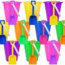 12 Sets 5.5" Sand Buckets and Shovels for Kids Bulk (12 Pack) Small Beach Bucket for Summer Outdoor Sand Toys, Party Favors, Basket Stuffers, End of Year Student Gifts from Teacher