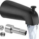 KES Leakproof All Metal Tub Spout with Diverter, 5-3/8" Bathtub Faucet Replacement with 18/8 Stainless Steel Extension Nipple, Universal Fit 3/4,1/2IPS & 1/2 Copper Pipe, Matte Black, PTSN301-BK