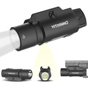 1750 Lumen Tactical Flashlight with Bottom Moonlight lamp, Rechargeable Pistol Light with Strobe/Momentary Compatible with Picatinny Rail (White LED Light)
