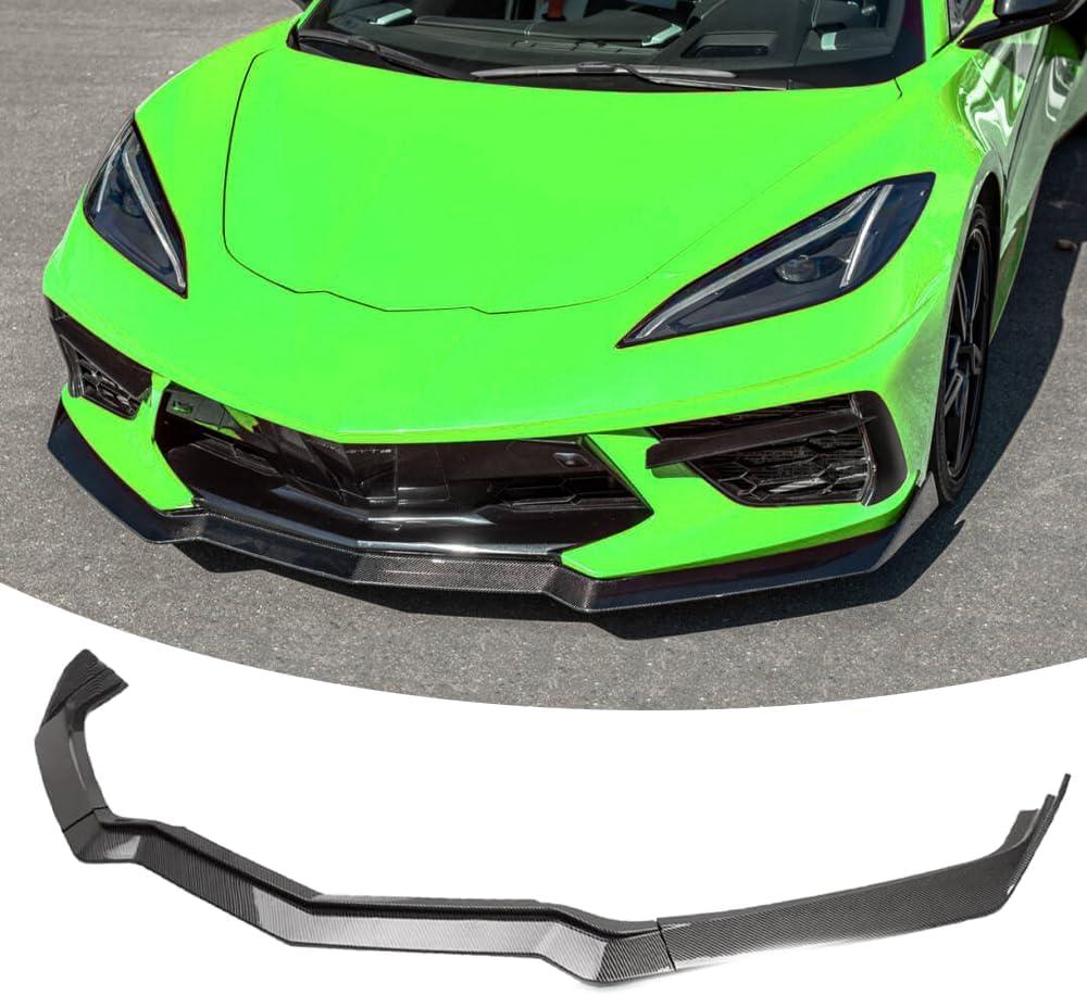 Front Bumper Lip Splitter Spoiler Fit for Chevy Corvette C8 Stingray 1LT/ 2LT/ 3LT/ 1LZ/ 2LZ/ 3LZ 2020-2025 Air Chin Body Kit Exterior Accessories Carbon Fiber Style