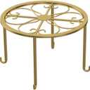 Hewnda 1Pack Metal potted plant stand, rust-proof iron flower pot stand, heavy duty pot stand for indoor patio (Gold)