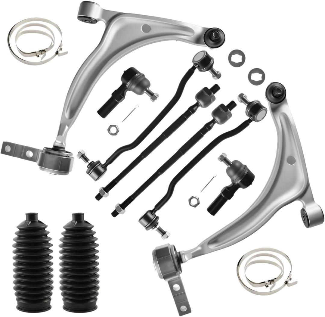 Front Lower Control Arm Sway Bar Tie Rod Suspension Kit Compatible with Nissan Altima 2002-2006, Maxima 2004-2008 All Models [Replace#K620167, K620166, K90352, K90353, ES3407, EV427]