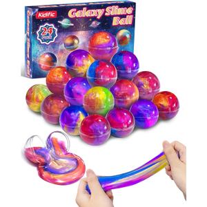 24 Pack Galaxy Slime Party Favors, Non-Sticky, Stress Relief Treasure Box Toys for Classroom Prizes Party Supplies, Student Gifts Goodie Bags Stocking Stuffers for Kids Boys Girls 4-8, 8-12