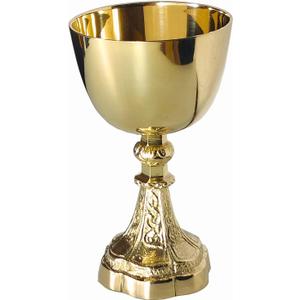 Vintage Brass Chalice Goblet  Handmade Gold Wine Goblet for Church, Wedding, or Gift  Catholic Religious Decor & Holy Ceremony Drinkware 230 ml Communion Cup, 6.2" (X Large)