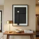 Framed 3D Textured Geometric Wall Art for The Home Decor, Featuring a Black and White Abstract Design With a Striking Aesthetic Ldeal for Bedrooms and Stairwell Corners Office Wall 16x24 in