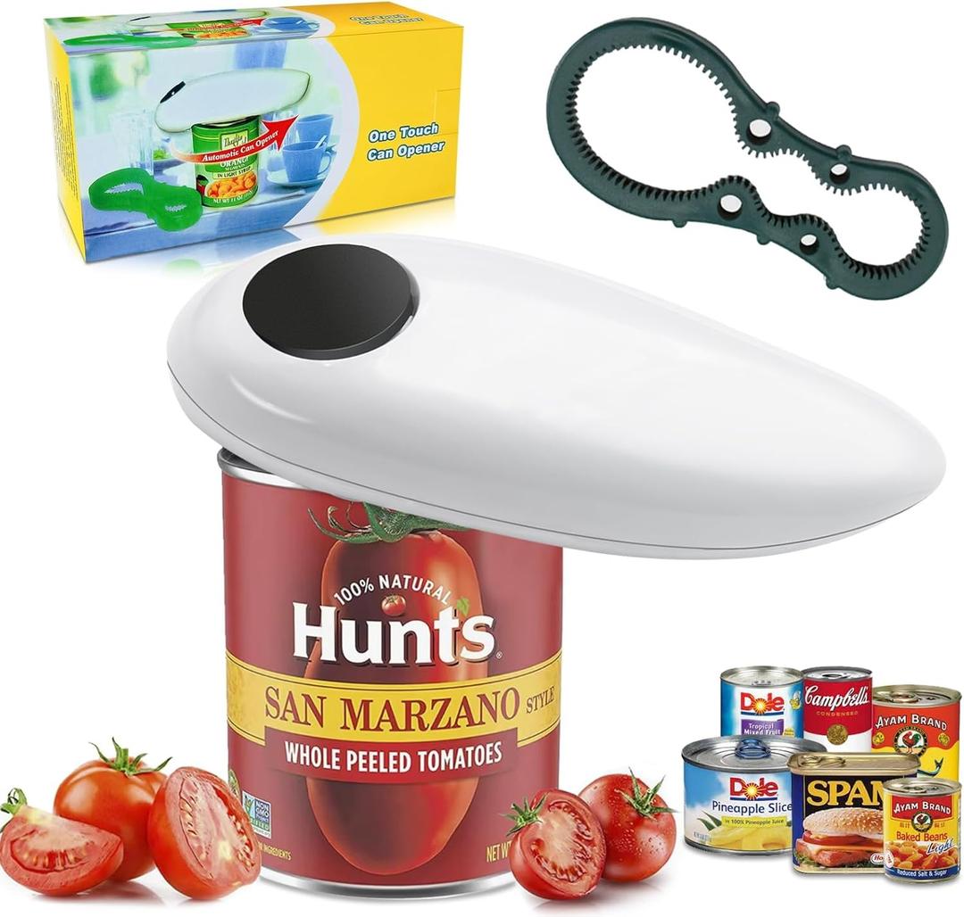 Electric Can Opener Open Your Cans with A Simple Press of Button -with Smooth Edge Battery Operated Handheld for All Can Sizes, Best Kitchen Gadget for Seniors, and Weak Hands Best Gifts