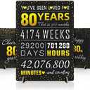 Pack of 2 Giftota 80th Birthday Decorations - 3 Pack 3mm Thickness Birthday Poster - 80th Birthday Gifts with Stand - Birthday Party Decorations for 80 Year Old - 80th Birthday Table Sign for Party Supply