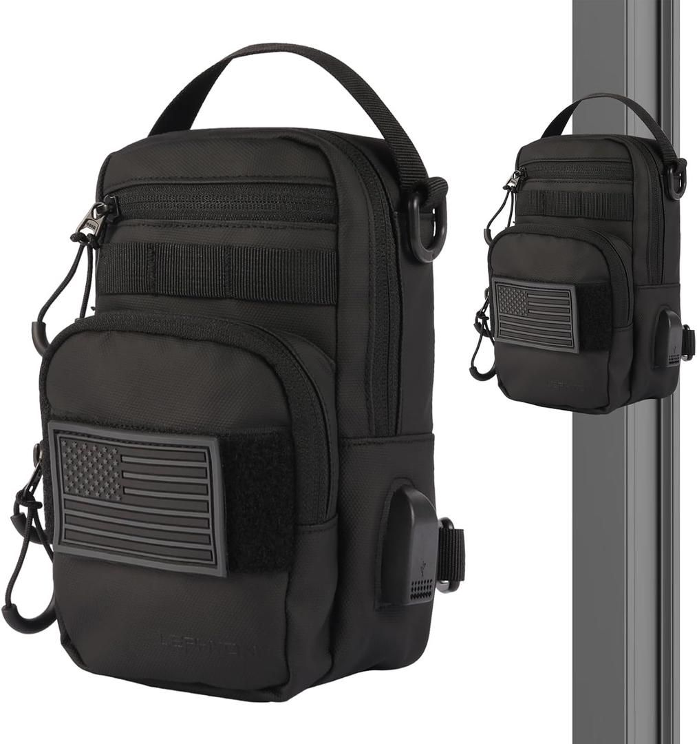 LEPHYON Magnetic Gym Bag, Small Gym Bag for Men & Women, Crossbody Sling Bags with Strong Magnets, USB Charging Port, Multi-Carry Design, Perfect for Travel Workout Sports, Best Gift for Fitness Lover, Black