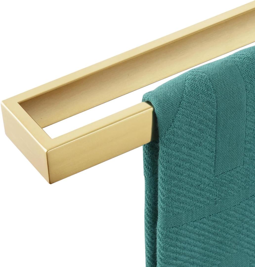 KOKOSIRI Towel Bar Brushed Gold Bath Towel Holder 24 Inch Kitchen Towel Hanger Rack Stainless Steel Bathroom Hardware Wall Mounted, 1 Pack B4008BG-L24