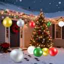 10Pcs Outdoor Christmas Decorations,12 in Large Inflatable Balls for Yards, Lawns, Porches, Gardens, Front Doors or Windows Christmas Decorated (Red Green White Gold Silver 10pcs New)