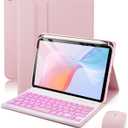 for iPad mini 7 (2024) & Mini 6 (2021) Case with Keyboard for iPad mini (A17 Pro) 7th 6th Generation 8.3" - 7 Colors Backlit Keyboard Case - Built in Pencil Holder with Mouse - Pink